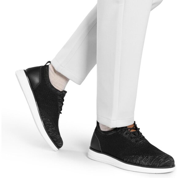 Men's Black Textile Lightweight EVA Foam Casual Lace up Walking Shoes - Picture 9 of 9